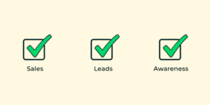 Checklist of PPC campaign goals like sales, leads, awareness that lead to better ROI.