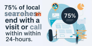 Statistic showing 75% of local searches lead to visits or calls within a day