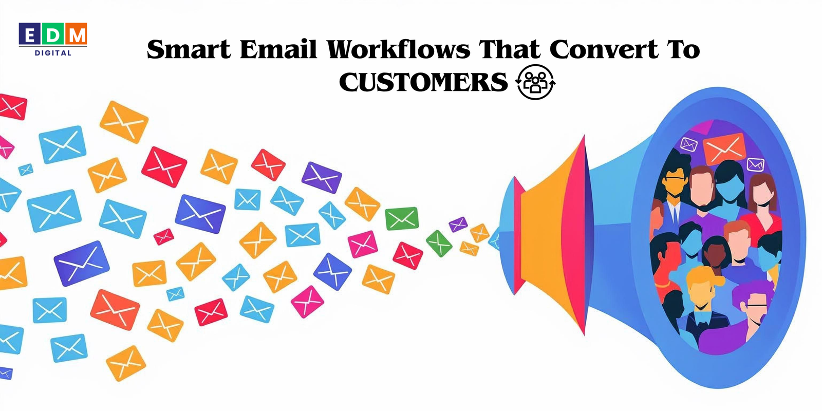 Hero illustration of email workflows converting into sales automatically