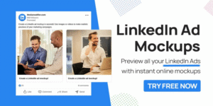 LinkedIn ad mockup targeting B2B professionals with sponsored content