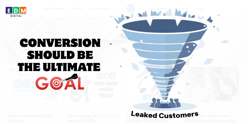 Illustration of a website funnel losing visitors due to common mistakes
