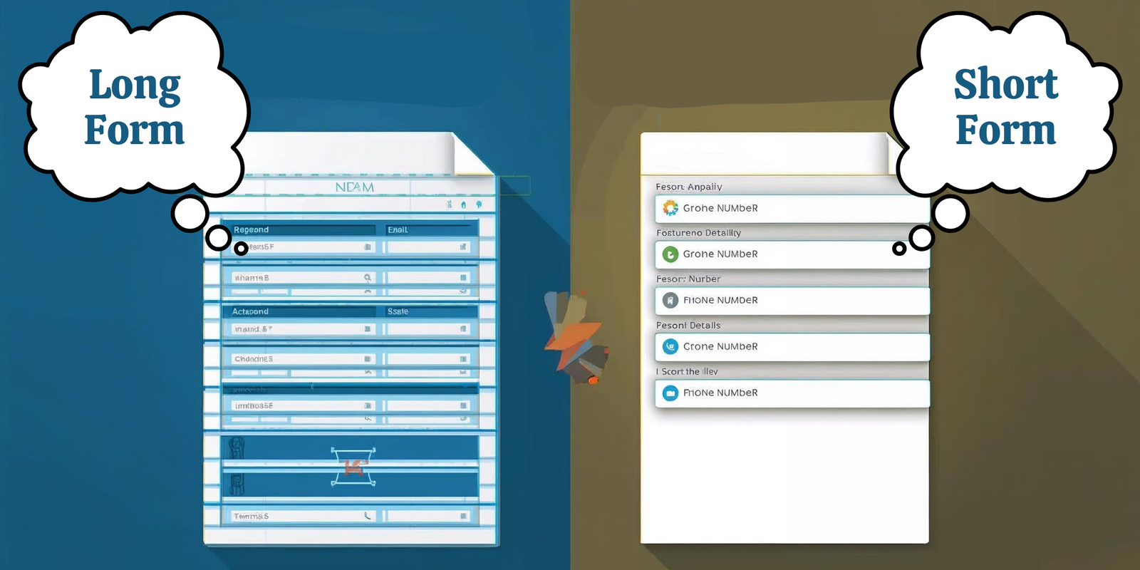 Long complicated website form compared to simple short form