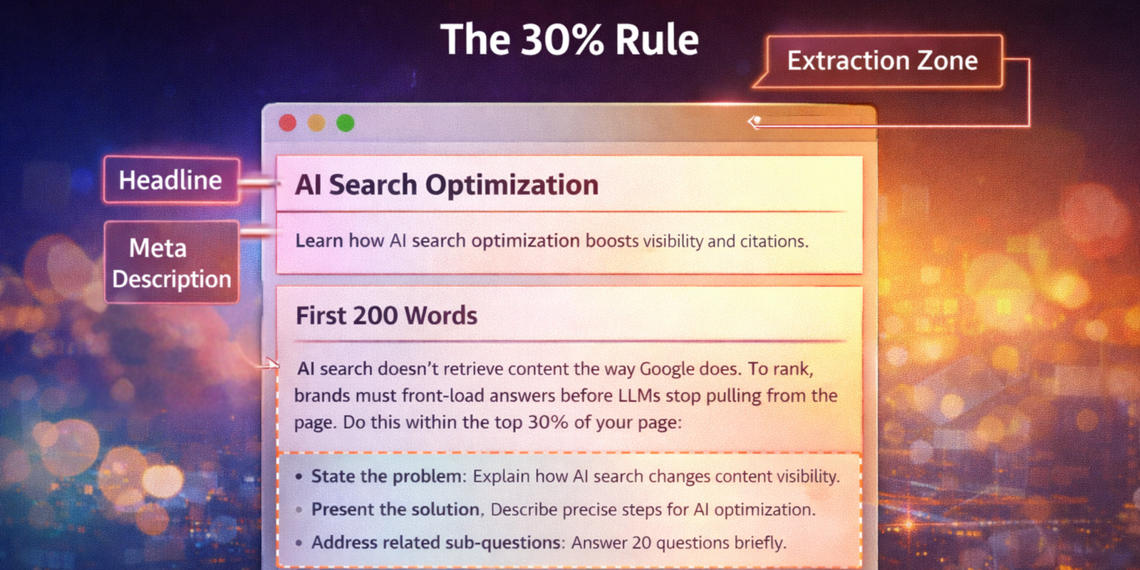Top section of webpage optimized for AI search extraction